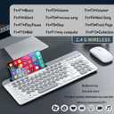 Wireless Keyboard and Mouse Combo with Phone Tablet Holder, Rechargeable Dual-Mode (Bluetooth 5.0 and 3.0 +2.4G) Multi-Device Silent Mouse for Windows, iPad, Tablet, MacOS,iOS,Android (Grey+White)