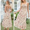 GRACE KARIN Women's 2026 Summer Floral Boho Dress Square Neck Strapped Swing A Line Sundress Beach Long Maxi Outfits (M)