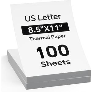 100 Sheets Thermal Printer Paper 8.5x11 US Letter MT610 Thermal Paper, Compatible with PRT/iDPRT/HPRT Portable Printer and Other Brands Thermal Document Printers