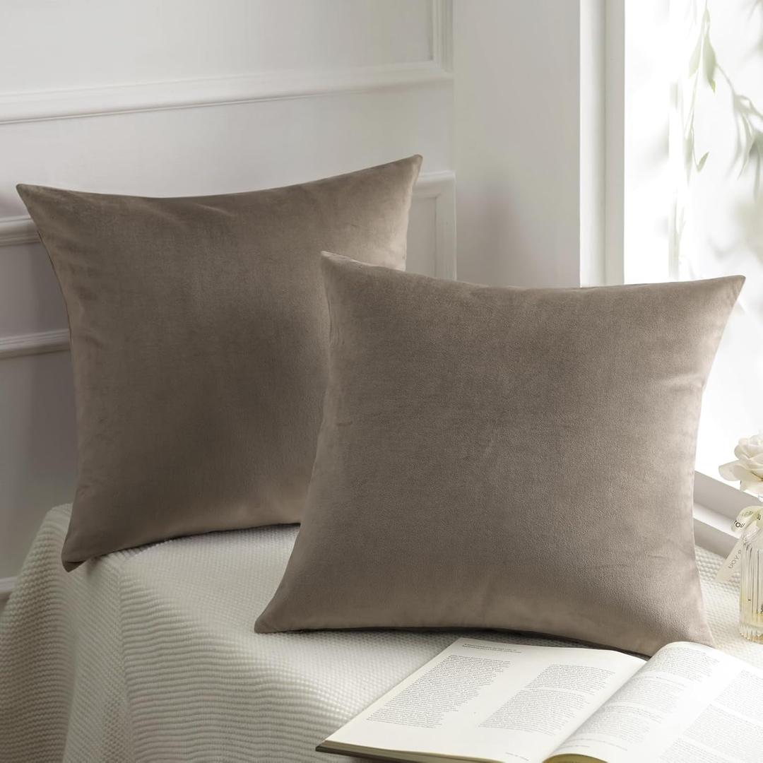 Phantoscope Pack of 2 Velvet Decorative Throw Decorative Pillow Cover Soft Solid Square Cushion Case for Couch Taupe 26 x 26 inches 65 x 65 cm Phantoscope Pack of 2 Velvet Decorative Throw Decorative Pillow Cover Soft Solid Square Cushion Case for Couch Taupe 26 x 26 inches 65 x 65 cm