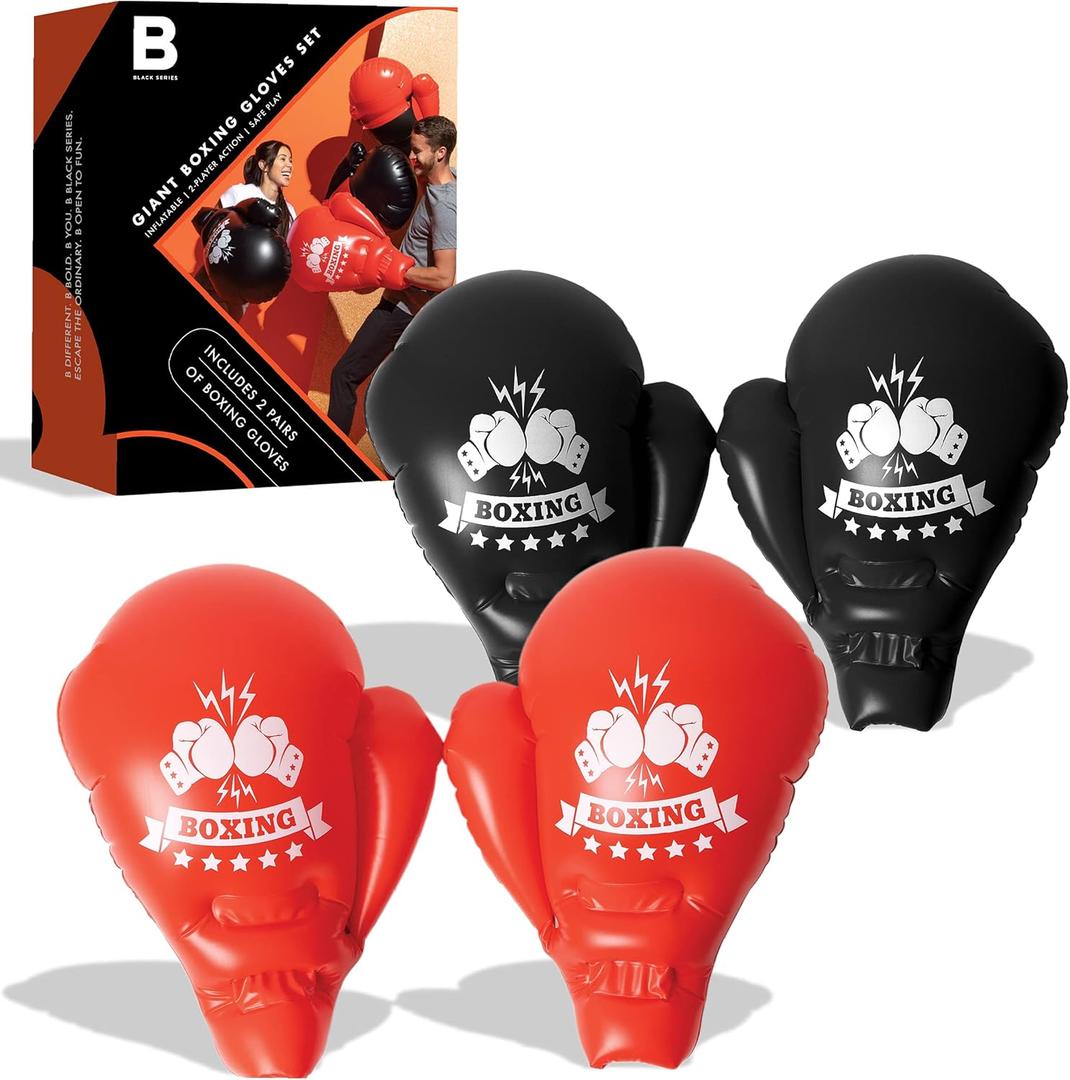 THE BLACK SERIES Two Pairs Giant Inflatable Boxing Gloves, Oversized Gloves with Air Padding for Friendly Boxing