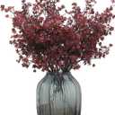 JAKY-Global Babys Breath Silk Artificial Flowers Burgundy 6 Bundle Fall Stems Fake Plants Decor Wedding Party Decoration Bouquets Real Touch DIY Home Garden,Farmhouse,Living Room (Autumn Red-6pcs)