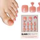 Glamnetic Press On Toenails - Sheer Peach | Natural Peach Semi-Transparent Fake Toe Nails with a Glossy Finish | 16 Sizes - 32 Toe Nail Kit with Glue
