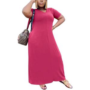 Women's Casual Maxi Dresses Summer Short Sleeve Loose Beach Dress Sundress XL