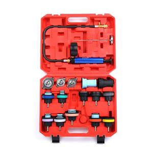 Gnhydxfe 18pcs Universal Radiator Pressure Tester Kit, Coolant Vacuum Refill kit，Coolant Pressure Tester Kit with Manual Pump and Color-Coded Test Caps (red)