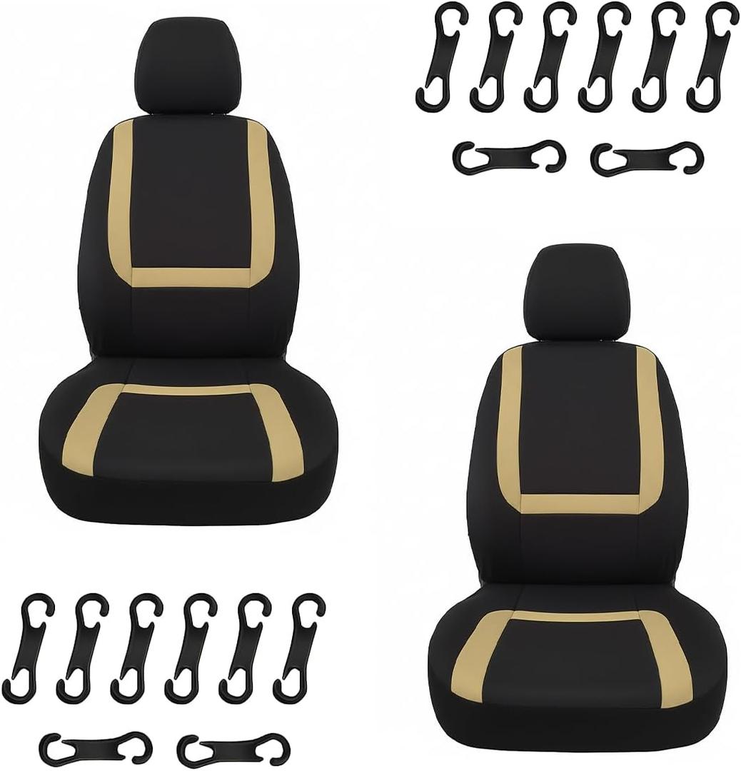 YoRise Car Seat Covers, Comfortable Breathable Front Seat Covers, Anti-Slip Washable Driver Seats Cover Set, Car Interior Accessories for Most Cars, SUVs, Trucks (Beige)