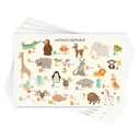 Babebay Disposable Stick-on Placemats 40 Pack for Baby & Kids & Toddler, Sticky Placemats Restaurant Table Mats 12" x 18" (Animal Alphabet)