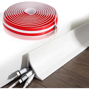 16.4 ft 2-in-1 Self Adhesive Flexible Baseboard Molding Corner Cable Hider Cable Concealer Peel and Stick Corner Trim Moulding for Floor Baseboard Ceiling(White)