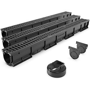 Vodaland - 3 Inch Trench Drain System with Outlet! - Black (3) - Amazon.com