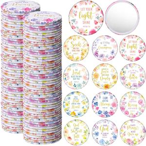Geelin 48 Pcs Christian Compact Mirrors Bulk Floral Bible Verse Mirror Mother's Day Bulk Gifts for Women Portable Pocket Purse Makeup Mirror for Graduation Religious Group Sunday Church Party Favors