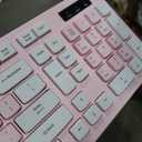 Wireless Keyboard and Mouse Combo, Reccazr 2.4G Full-Sized Keyboard and Mouse Cordless, 3 DPI Adjustable Mouse, Dual-System Keyboard for Computer/Laptop/Windows/Mac (Pink & White)