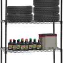 BMS 5-Tier Wire Shelving Unit Steel Large Metal Shelf Organizer Garage Storage Shelves Heavy Duty NSF Height Adjustable Commercial Grade Utility Storage Metal Rack on Wheels 14D x 30W x 60H,Black