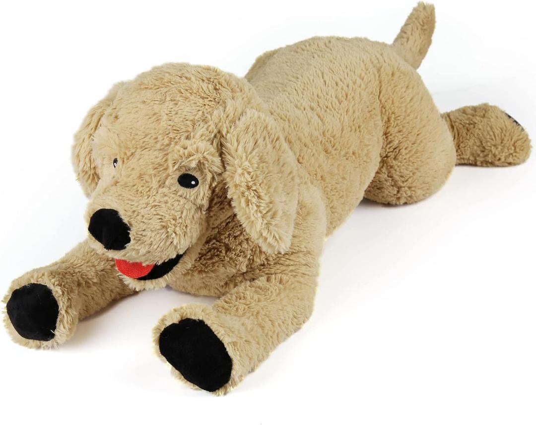 LotFancy Dog Stuffed Animals, 26'' Cuddly Golden Retriever Stuffed Animals, Dog Plush Toy, Large Stuffed Dog for Birthday, Beige