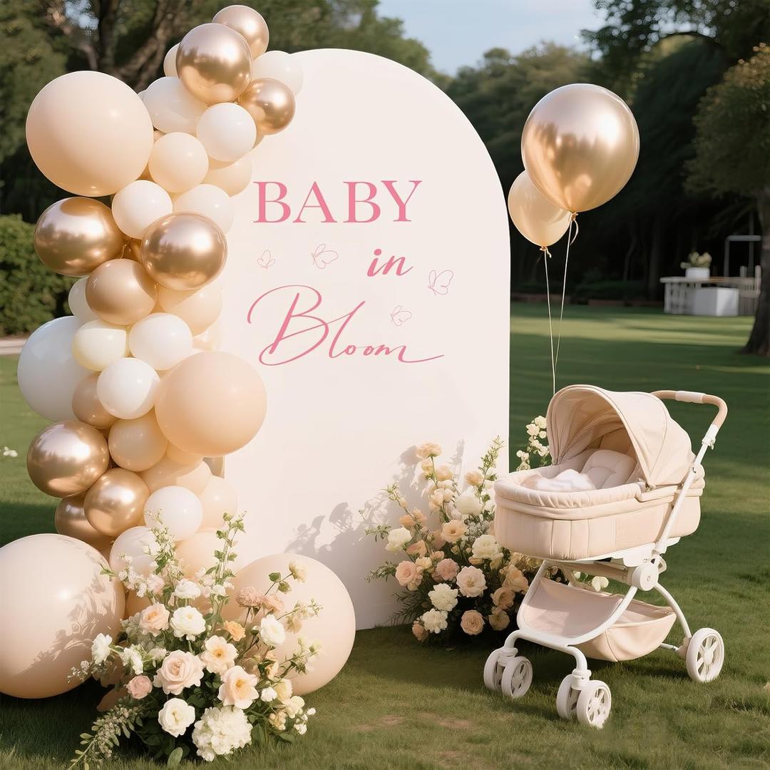 Baby in Bloom Baby Shower Decorations Party Sign Stickers for Balloon Arch Backdrop Decal Boy or Girl Gender Reveal Decor - Pink