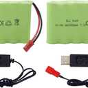 2PCS 7.2V 2800mAh AA Ni-MH JST-2P Rechargeable Battery with 2PCS USB Charger for TR-211 TR-212 TR-215 550 RC Excavator Car Truck Engineering Vehicle TR-211 RC Toy
