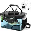 Shappy Foldable Fishing Bucket - 4 Gallon Lid Container Set with Air Pump, Multifunctional Live Bait Bucket with Aeration Hole for Outdoor Fishing & Moving, Battery Not Included