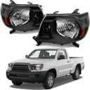 for Tacoma 2005 2006 2007 2008 2009 2010 2011 Headlights Assembly Black Housing Amber Reflector Replacement (Bulbs NOT included)