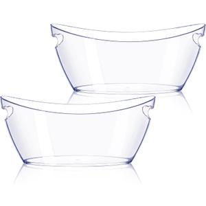 Ice Bucket 2 PCS, Thickened Ice Buckets for Parties, Mimosa Bar Supplies Beverage Tub for Champagne Beer Sparkling Wine Cocktails5.5L) 16.5 * 7.3 * 6.8inch (Clear)