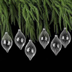 Sumind 6 Pcs 5.8" Glass Christmas Ornaments Hand Blown Glass Ornaments Crystal Balls DIY Clear Hanging Decorations with Metal Hook for Winter Xmas Tree Window Elegant Luxury Decor Gift(Swirl Style)
