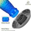 Kingsyard Bird Water Feeder for Outside, 24 Ounce, Glass Bird Water Dispenser with Metal Hanging for Garden Yard Outside Decoration, Green & Blue