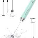 Maestri House Rechargeable Milk Frother with 3 Heads, LunaFro AS Handheld Electric Foam Maker Waterproof Detachable Stainless Steel Whisk Drink Mixer Foamer with Stand for Lattes, Cappuccino, Egg