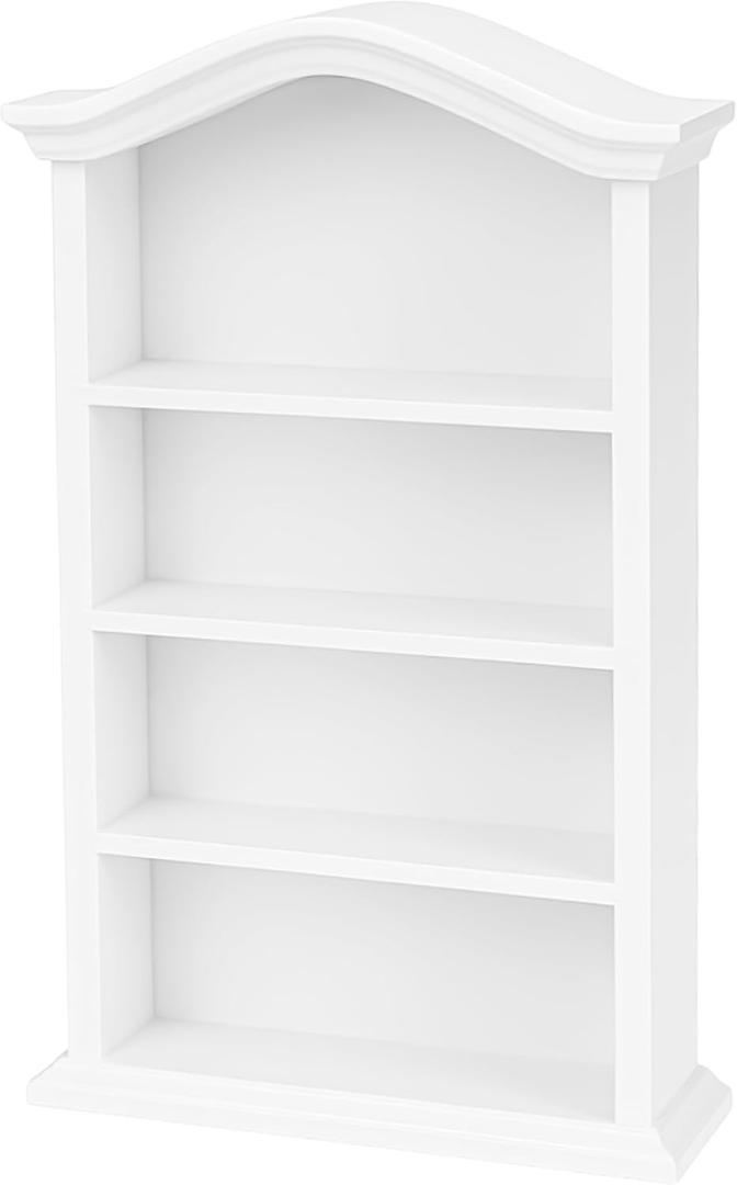 1/12 Scale Miniature Bookshelf Wooden Bookcase Figurine Display Shelf, White Decorative Scene Prop