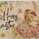 Artoid Mode Flowers Rabbit Bunny Eggs Happy Easter Doormat, Home Decor Low-Profile Switch Rug Door Mat Floor Mat for Indoor Outdoor 17x29 Inch