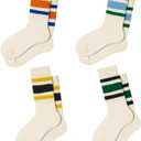 Fun Novelty Retro Striped Crew Socks For Women Sporty Calf Casual Cotton Tube Socks Women (4pack-e Multicolor)