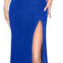 VFSHOW Womens Formal Illusion Halter Neck Keyhole Backless Prom High Slit Maxi Long Dress Wedding Guest Applique Twist Front Glitter Mermaid Evening Gown (Royal Blue, X-Large) 