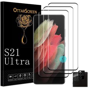 Galaxy S21 Ultra Screen Protector, Galaxy S21 Ultra Screen Protector, 1 Pack Camera Lens Protector, 9H Hardness Tempered Glass Screen Protector for Samsung Galaxy S21 Ultra3+1 Pack