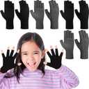 Panitay 4 Pairs Kids Compression Gloves Fingerless Arthritis Gloves Kids Compression Hand Cover for Boys Girls Carpal Tunnel (8-12years)