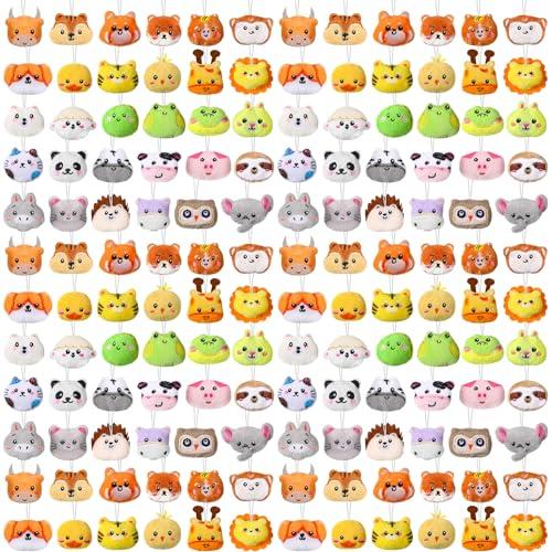 Libima 150 Pcs Mini Stuffed Animals Sea Animal Fruit Plush Keychain Set for Carnival Birthday Classroom Prizes Decoration for Clothes (Jungle Animals)
