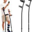 Rehand Forearm Crutches for Adults, Foldable and Height Adjustable Elbow Crutche with Ergonomic Handgrips, 90° Rotatable Elbow Rest, 300-lb Capacity, Magnetic Grip (x2 Units)