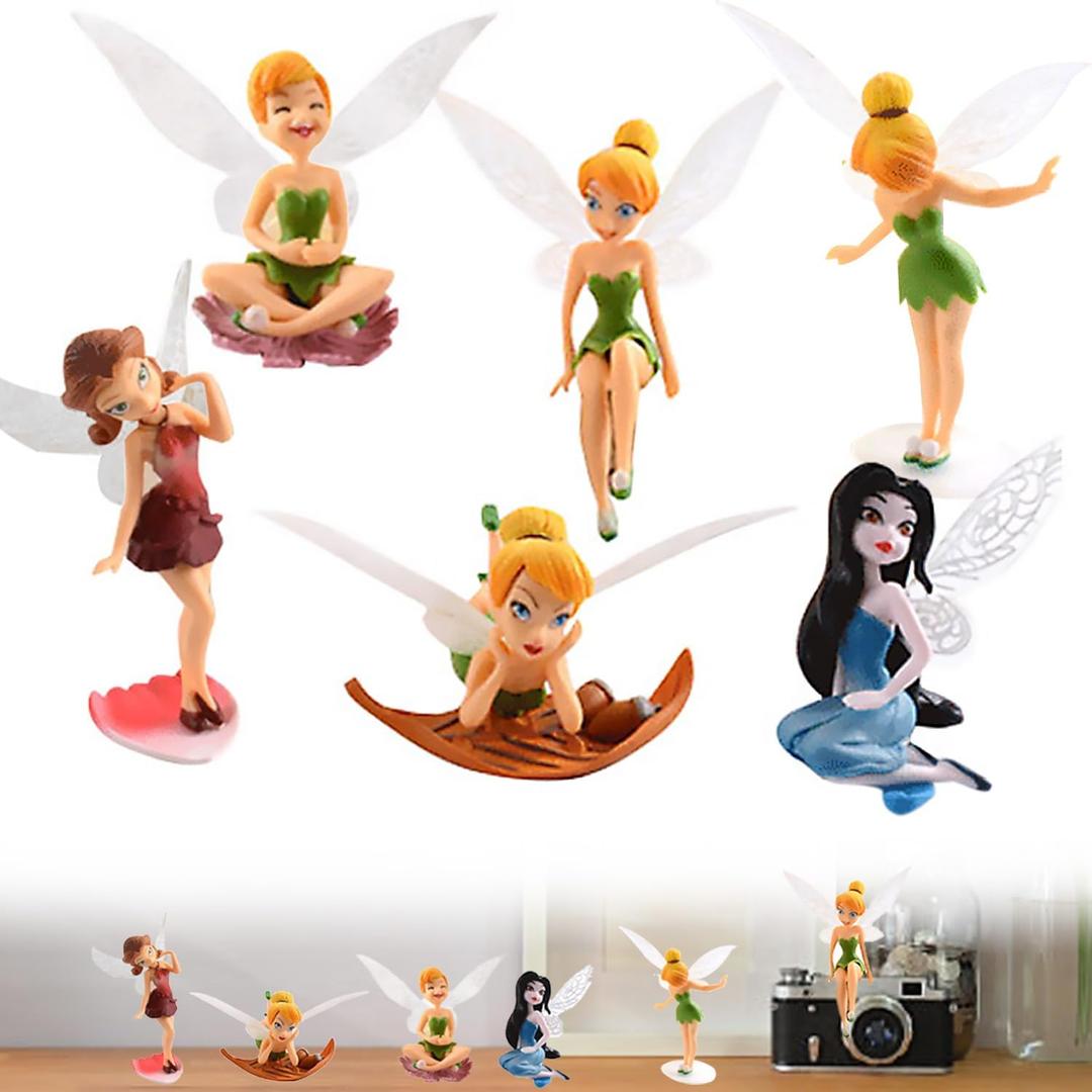 6 PCS Mini Fairies Figurine for Fairy Garden, Resin Miniatures Fairies Ornaments, Tiny Fairy for Birthday Cake Decoration