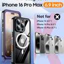 Magnetic for iPhone 16 Pro Max Case Waterproof,Built-in Screen Protector[IP68 Underwater][Upgrade Military Dropproof][Compatible with MagSafe] Full Body Shockproof Case-Purple