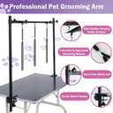 AGESISI H-Shape Dog Grooming Arm with Clamp, Heavy Duty Pet Grooming Table Arm with Loop Noose, 32" Height Adjustable and 34" - 50" Width Adjustable for Large & Medium & Small Pets, Black