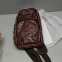 LANNSYNE Full Grain Leather Sling Bag For Men Crossbody Chest Daypack fits 10.5" iPad