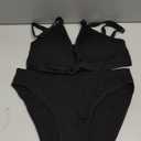 SOLY HUX Women's Lingerie Set 2 Piece Wireless Bra and Panty Underwear Sets (Plain Black)