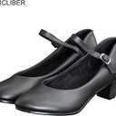 ARCLIBER Character Shoes for Women Ankle Strap 1.55" Dance Heels for Ballroom Salsa Tango, 8.5