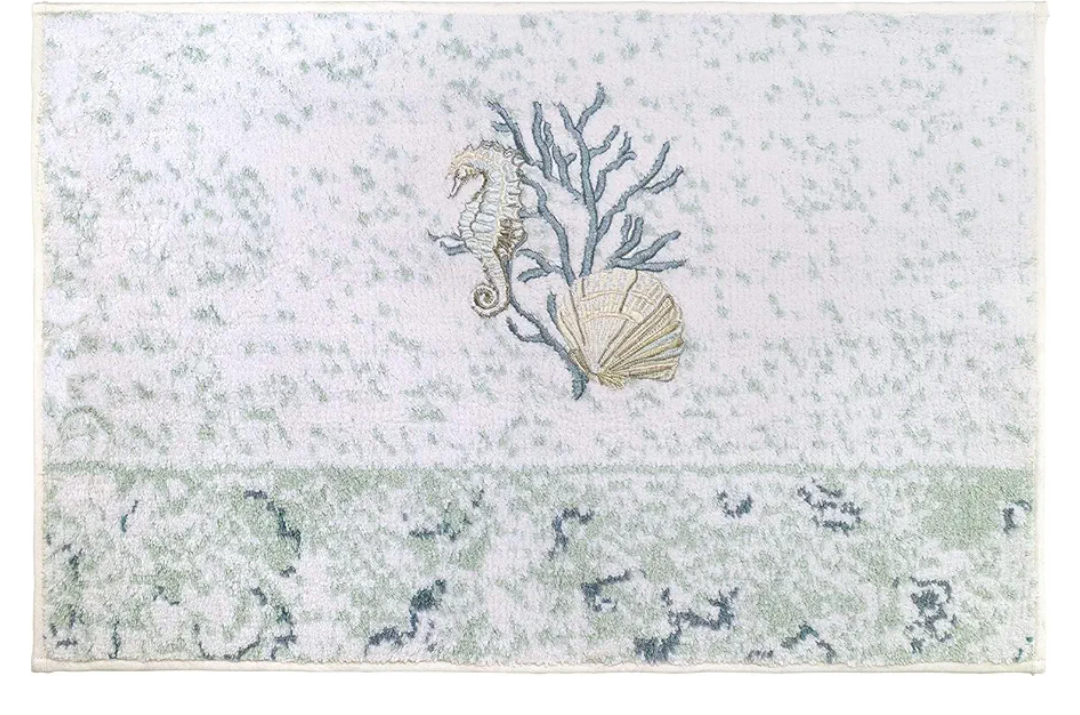 Avanti Linens - Bath Mat, Cotton Bathroom Rug, Sea Inspired Home Decor (Coastal Terrazo Collection, 20" x 30") White
