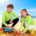 Boys UPF 50+ Swim Shirt Long Sleeve, 1 or 2 Pack UV Sun Protection Rash Guard, Youth Kids SPF Water Shirts for Beach Surf (10, Green)