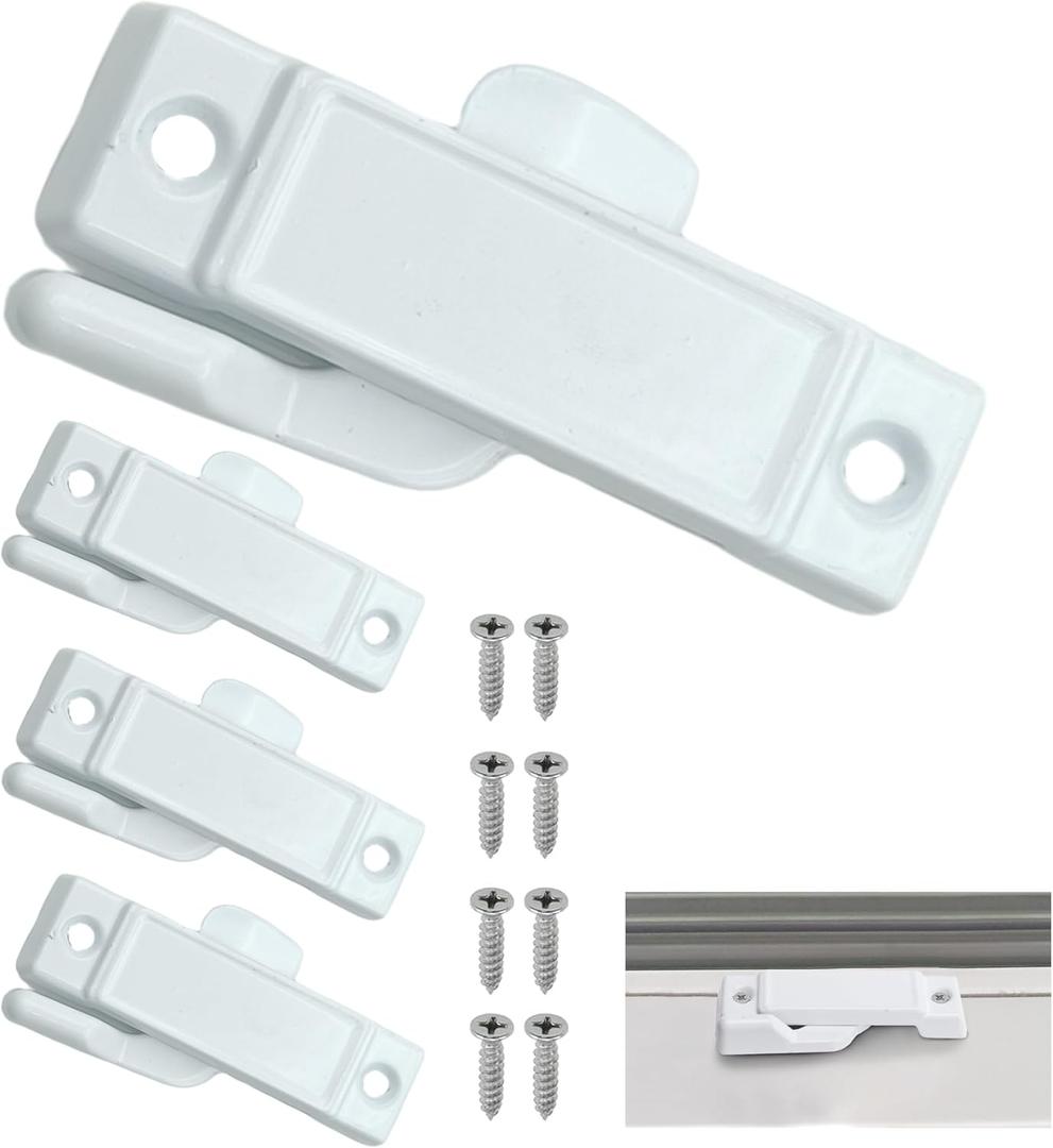 Replacement Sash Lock for F2590 Windows, 2-1/4" Mounting Hole Center Sash Lock with Screws, Window Latch Replacement for Vertical and Horizontal Sliding Windows (White-4Pcs)