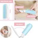 3 x Mini Travel Lint Roller with 150 Sticky Sheets, Foldable Portable Lint Roller for Clothes, Travel, Compact Small Pet Hair Remover for Purse Car Bag Essentials (Blue)
