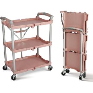 Olympia Tools 89-350 Pack-N-Roll Folding Collapsible Service Cart, 150LB Capacity, Rose