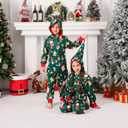 Christmas Onesie Pajamas Family Vacation Novelty One-piece Hooded Matching PJs Allover Pattern Sleepwear Nightwear (4-5T, Green Star Gnome)