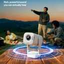 Aurzen D1 air Smart Portable Projector with WiFi and Bluetooth, USB-C Powered, Easy Auto Setup, 16W Dolby Audio, Built-in Official Apps, Native 1080P HDR10, Outdoor Movie Projector 4K Supported, White