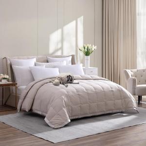 Serta Soft Lightweight Down Blanket,650 Fill Power Microfiber White Down Blanket,Luxury Bed Blanket with 2" Satin Trim,Down Alternative Blanket Twin Size
