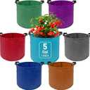 7 Pack 5 Gallon Plant Grow Bags - Mixed 7 Colors with Reinforced Handles & Aeration Design, Ideal for Tomato, Flowers & Fruits