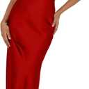 Memoriesea Women's Sexy Sleeveless Cowl Neck Flowy A Line Party Cocktail Midi Dress (Red) S