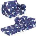 MOMCAYWEX Kids Sofa, 2-in-1 Flip-Out Foam Couch, Foldable Soft Play Lounge Chair, Light Purple